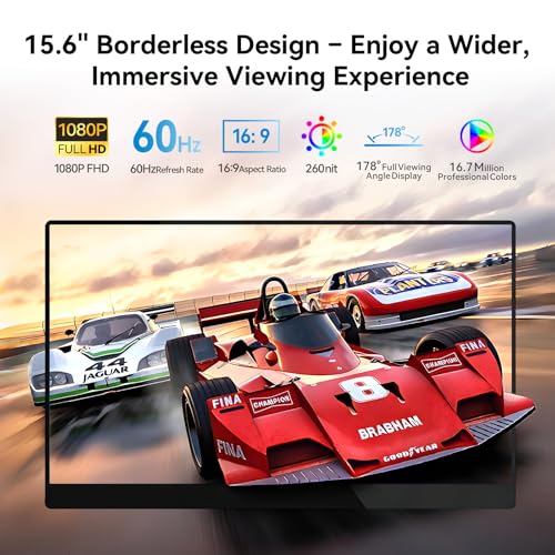 Image of CUNPU 15.6 inch Portable Monitor Touchscreen 1080P FHD 60Hz 10-Point Touch Screen Monitor Portable with Protective Sleeve, Dual Speakers, USB-C & Mini HDMI, Travel Monitor for Laptop, PC, Phone
