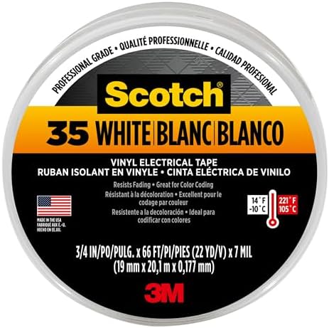 3M Scotch #35 Electrical Tape, White.75-Inch by 66-Foot by .007-Inch