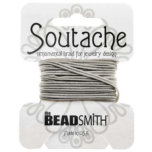Beadsmith The Soutache Braided Cord 3mm Wide - Silver Gray (3 Yard Card)