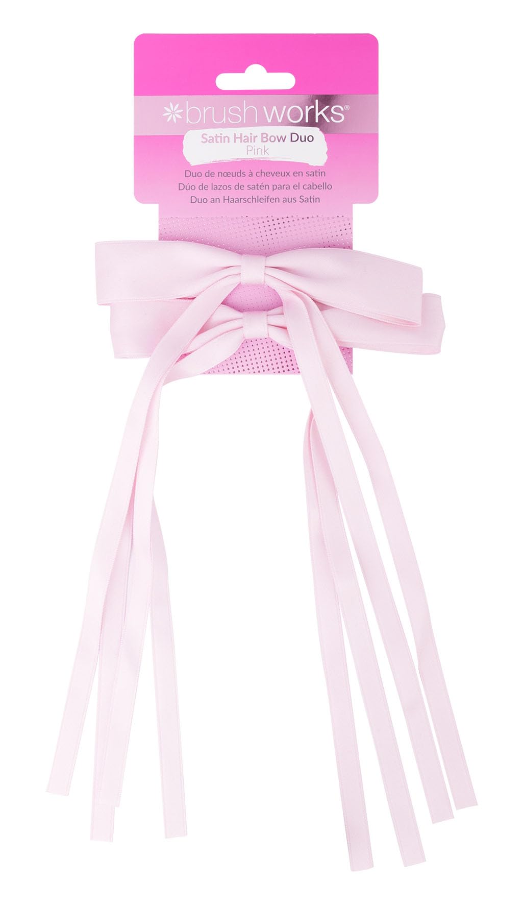 Brushworks Unisex Pink Satin Hair Bow Duo