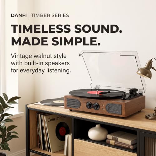 Image of Vinyl Record Player with Built-in Speakers, Bluetooth, 3-Speed Turntable