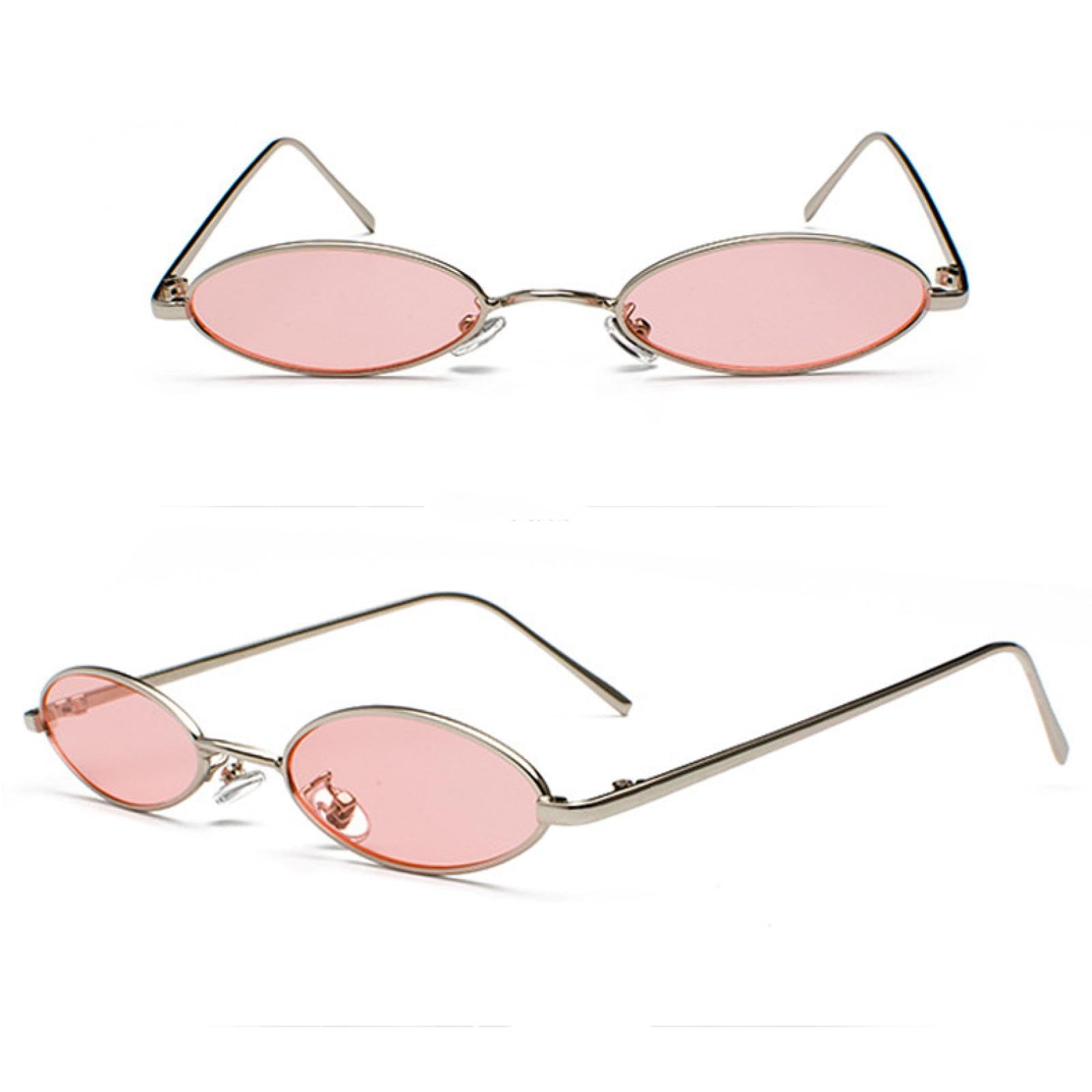 Occhiali da sole ovali piccoli rossi da donna, rotondi in metallo, vintage da uomo, UV400