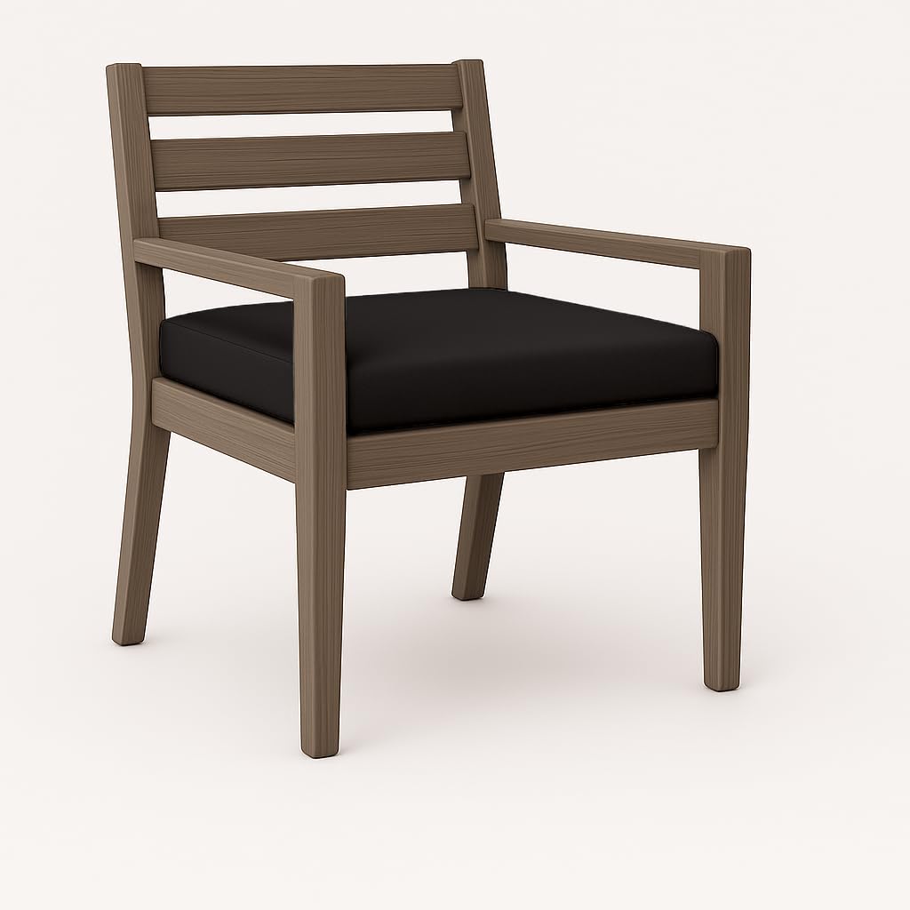 Sapphire Collection Waterproof Chair Cushion Seat Pads - Indoor Outdoor Water Resistant Seat Cushions for Garden, Patio, Office, Dining Room (Black, 20"X20"X4")