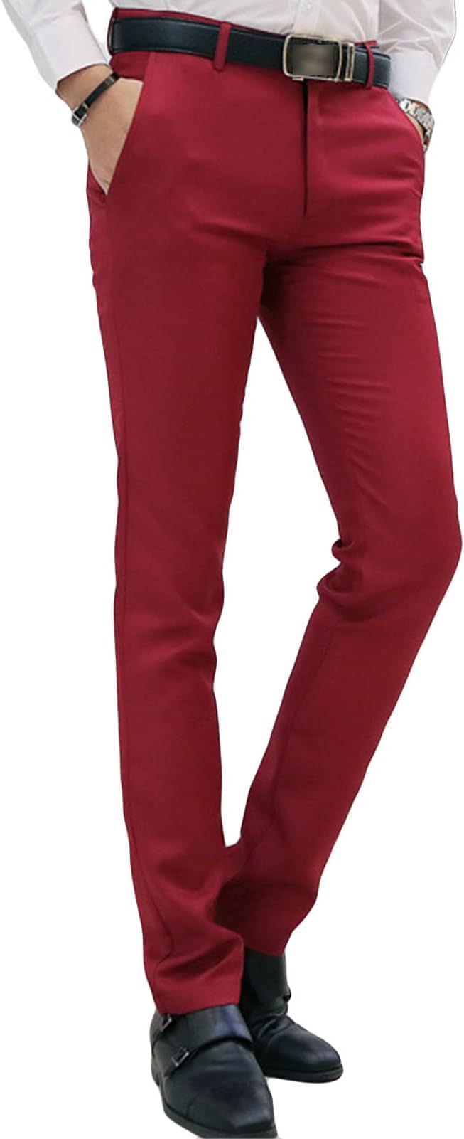 Mens Stylish Slim Stretch Dress Pant Casual Business Skinny Suit Pants Comfort Lightweight Formal Trousers