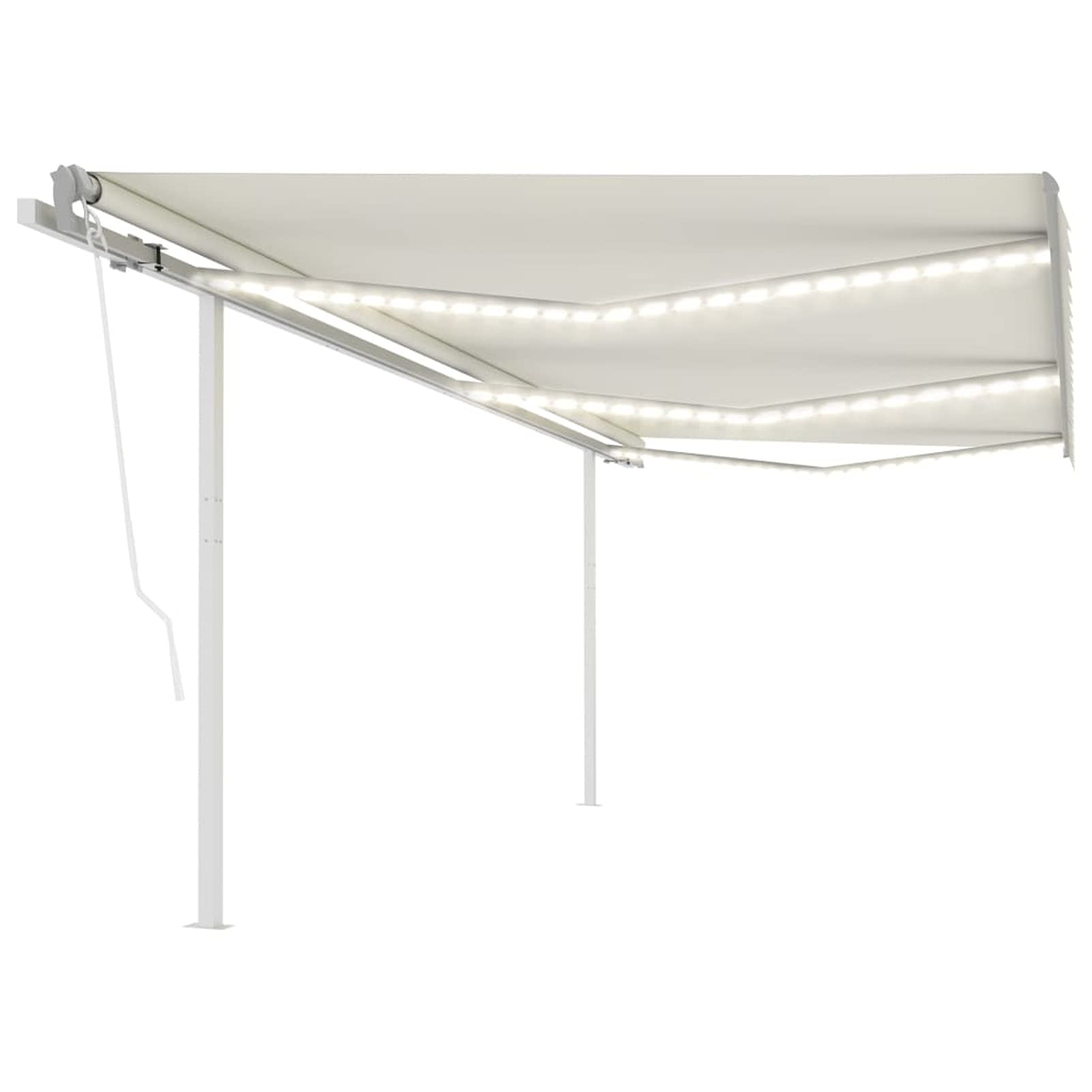 Gecheer Toldo automático con sensor de viento y LED, 6 x 3 m, color crema, toldo retráctil, toldo para balcón, terraza, toldo exterior, toldo para exterior, toldo con brazos, #16