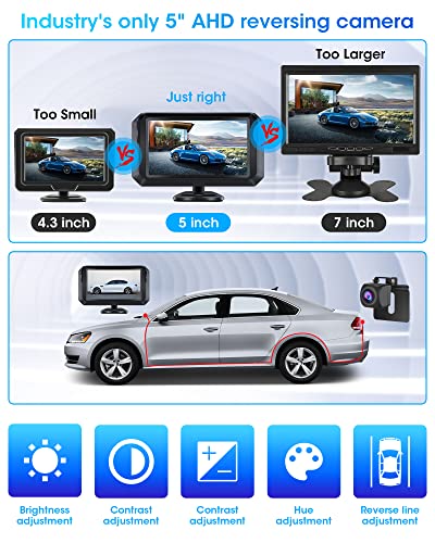 Newest5-inch-Reversing-Camera-Kit-AHD-1080P-Car-Reverse-Camera-Kit-IP68-Waterproof-Rear-View-Camera-Super-Night-Vision-for-Vans-Cars-Trucks-Two-types-of-Installation-DIY-Parking-Guide-Line