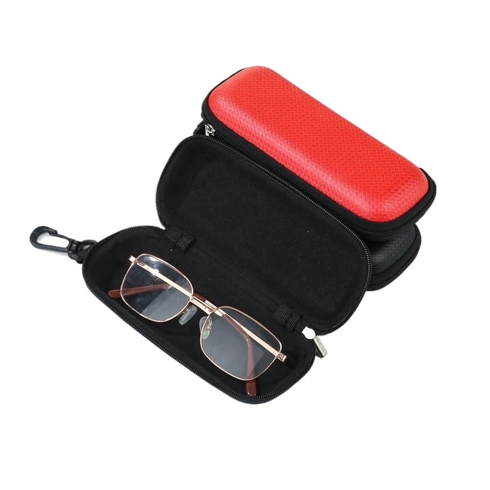 Viewring - Funda rígida portátil para gafas para mujeres y hombres, caja roja con cordón protector de cremallera