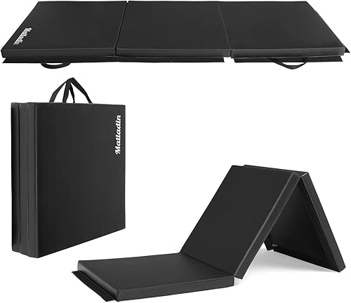 Matladin Tapete plegable de gimnasia de 6 pies, de tres pliegues para gimnasio, ejercicio aeróbico, 6 x 2 x 2 pulgadas con cierre de gancho y bucle