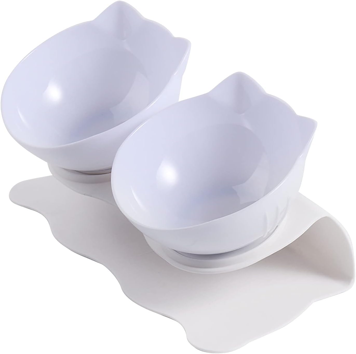 Grineka ペットボウル 猫 食器 フードボウルスタンドセット 猫柄 陶器 