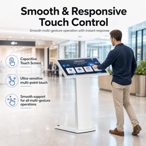 Image of 43 inch Touch Screen Kiosk, Interactive Floor Standing Digital Signage Display, FHD Self-Service Information Terminal with Dual Speakers for Retail, Restaurants, Malls & Advertising