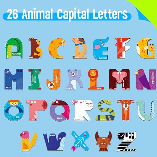 image for SpriteGru Magnetic Uppercase Letters, 26 Pieces Letter Magnets Educati