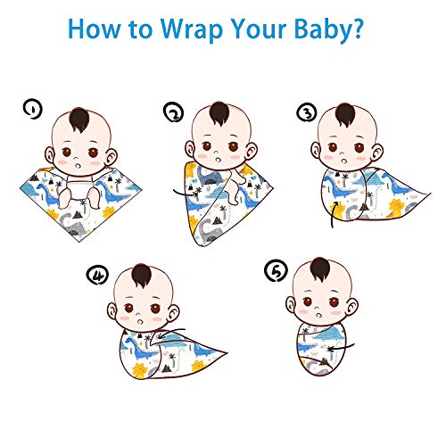 Image of Pure Cotton Muslin Baby Swaddle Blanket for Newborn - Pack of 4, Size 120x100 CM, Grey Prints