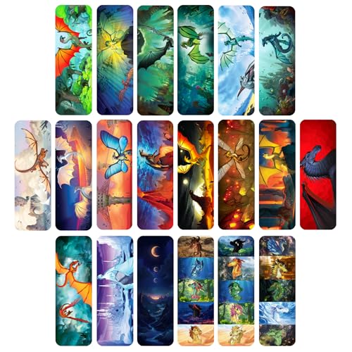 20 pcs Wings of Fire Bookmarks - from Wings of Fire Book 1-15 Author Tui Sutherland Bookmark Merchandise for Double-Sided Durable Waterproof Bookmark as Party Favor Student Rewards