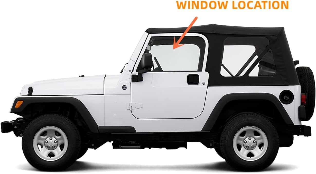 Driver/Left Side Door Window Glass Replacement For Jeep Wrangler 2 Door Utility 1997-2006