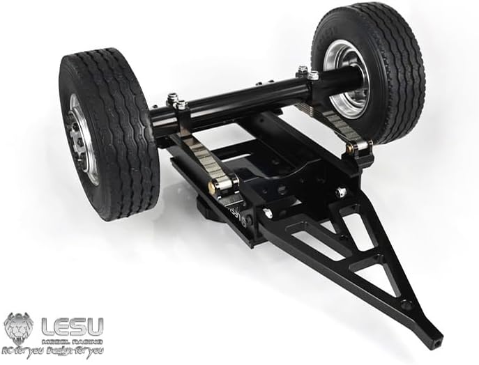 LESU Metal Trailer B Single Axle Compatible with 1/14 Tamiya RC Tractor Truck Single Wheel Version DIY