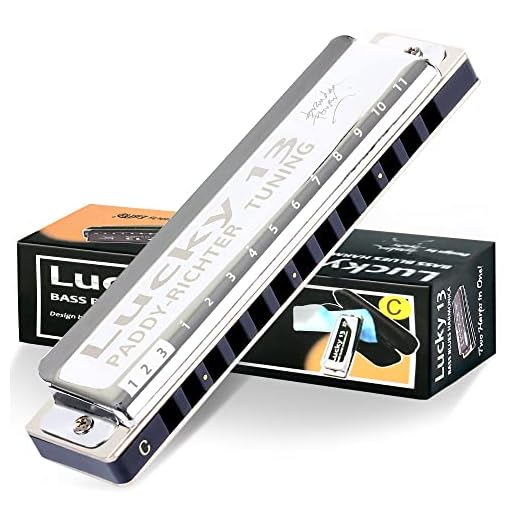 East top Lucky 13 Bass Plus Blues Harmonica 13 Holes Diatonic Harp Mouth Organ Professional Musical Instruments PaddyRichter C Key harmonica for Adults