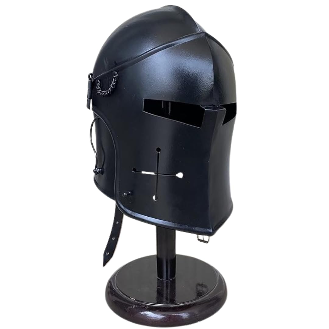AnNafi® Barbuta Helmet Knight Templar Crusader Helmet | Black Wearable | Medieval LARP Sca Cosplay Armour Costume For Men