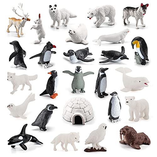 Mini brinquedo de animais, topos de bolo de baleias Caribou urso portátil – pequenos bonecos de anim