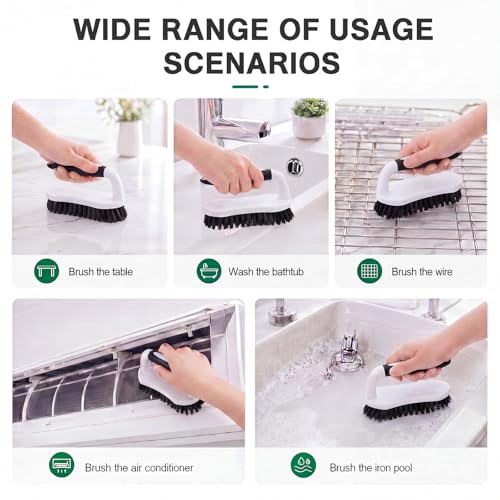 Image of Lallisa 12 Pcs Scrub Brush Bulk for Cleaning with Handle, Black