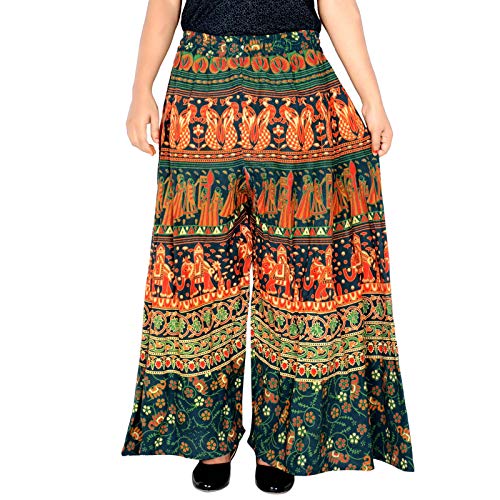 Image of Rajvila Women's Cotton Regular Fit Printed Palazzo for Women (P38NT 0007)