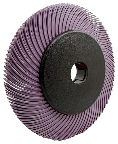 Image of Radial Bristle Brush, 6 in x 1 /2 in x 1 in 600 Grit (Purple) with Adapter, Type C Curved Bristle (Pack of 1)
