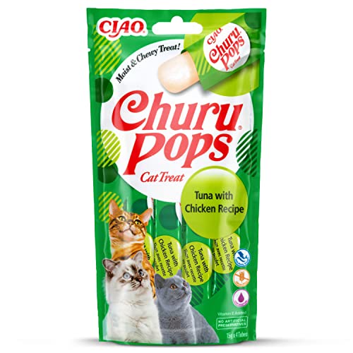 INABA Churu Pops - Friandises à main pour chats - Délicieux, savoureux snacks pour chats - Thon et poulet 60 gr Cover