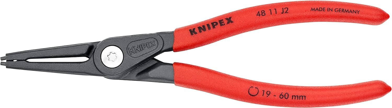 Knipex Pince de précision pour Circlips DIN 5256 C - Alésage:19-60mm - Pointes:1,8mm, Droites-Longueur : 180 mm - Très Résistante en Usage Continu - 48 11 J2