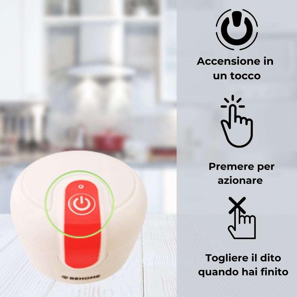 Behome Mini Wireless USB, Pojemność 250 ml, Ostrza Stal nierdzewna, Czerwony i Biały