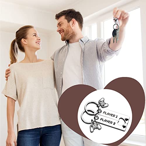 2 pezzi portachiavi coppia di giocatori, Player1 Player2 Portachiavi, portachiavi divertente per coppie di giocatori, Regalo per Lui Lei Fidanzato Fidanzata San Valentino Natale Compleanno - Gadget - Immagine 5