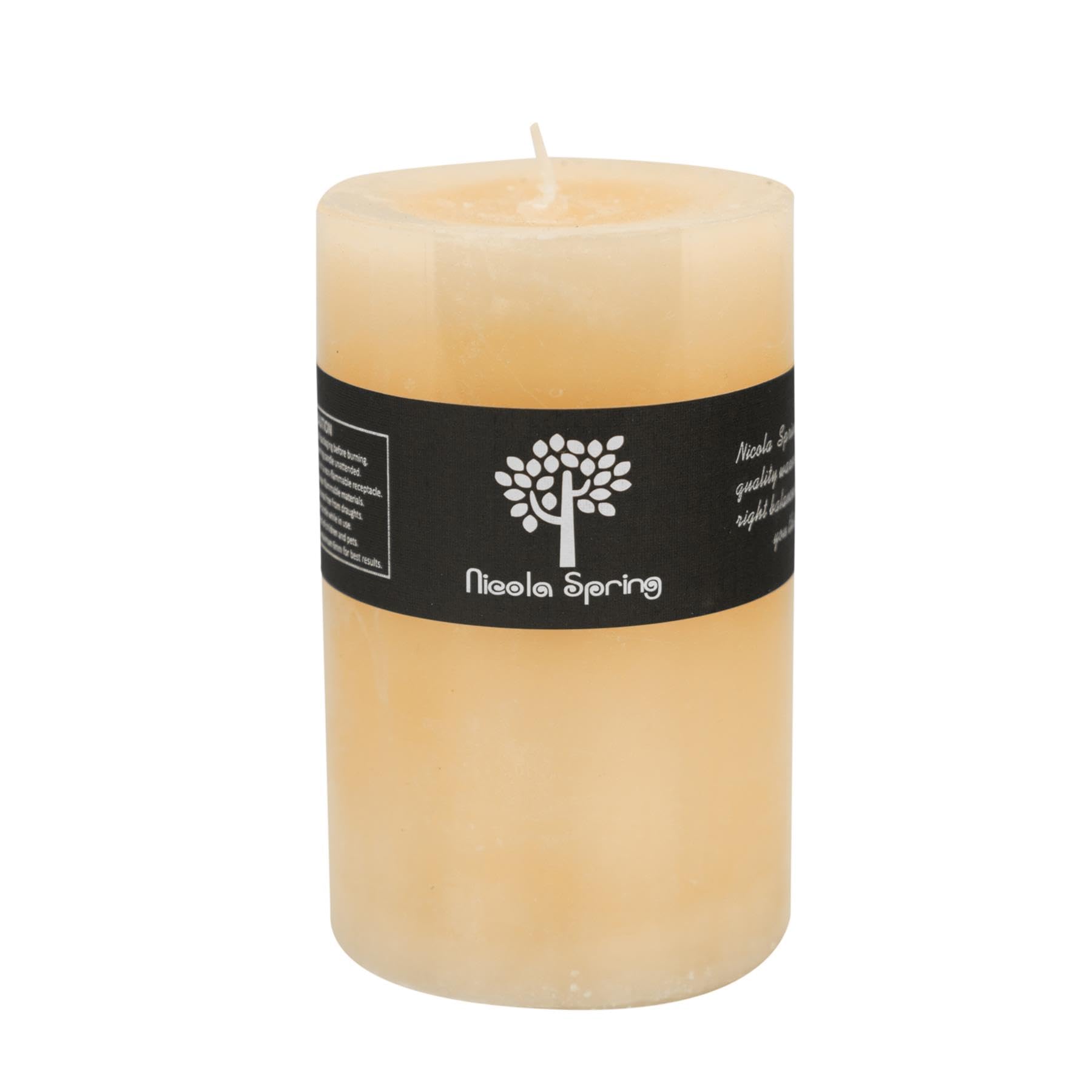 Nicola Spring Scented Pillar Candle - Vanilla Scent - 110 Hour Burning Time - Vanilla Candles Ivory Round Pillar Aromatherapy for Home Fragrance, Kitchen, Living Room, Bedroom