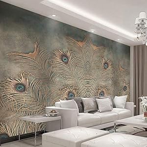 Aangepaste fotobehang voor muren 3D Chinese stijl Pauw Veer Abstracte Kunst Muur Schilderen Interieur Achtergrond Muur…