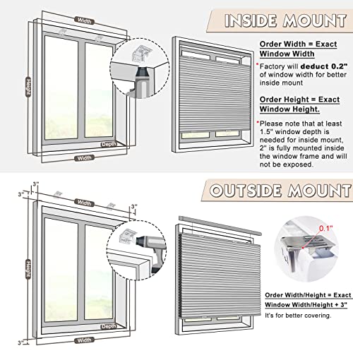 Milin Top Down Bottom Up Blackout Cellular Shades, Cordless Window Cellular Shades Blinds For Windows Top Down Bottom Up Single Cell Honeycomb Blinds & Shades Custom Cut To Size - Creamy 18"W X 48"H #TOP5