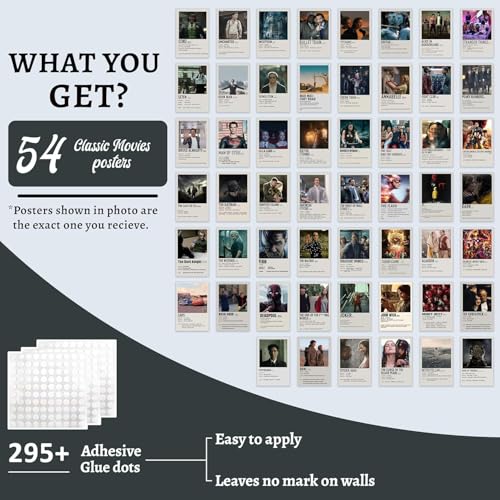 Image of Pack of 54 Movies & Series Wall Collage Kit Posters - 4x6 Inch, 300 GSM Matte Cardstock with 300+ Glue Dots - Film & Pop Culture Wall Decor for Bedroom, Dorm, Living Room
