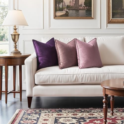 MIULEE Velvet Cushion Covers 50cm x 50cm Jam Decorative Square Throw Pillow Covers Flanges Pillowcases Soft for Livingroom Sofa Bedroom with Invisible Zipper 20 x 20 Inch Pack of 2 - Image 3