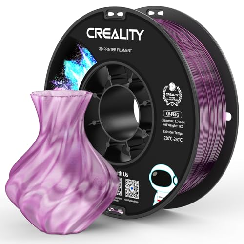 Official Creality PETG 3D Printer Filament 1.75mm 1KG (2.2lbs), High Precision, Strong Toughness, Odorless, Better Flow, Moistureproof 3D Printing CR PETG Filament, Translucent Purple