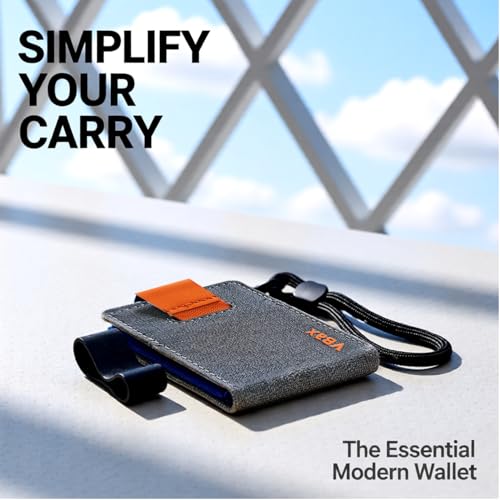 Image of RFID Minimalist Slim Wallet for Men and Women, Holds Up to 12 Cards, Cash, Key Thin and Lightweight Credit Card Holder (Grey Microfiber - Ember Edition)