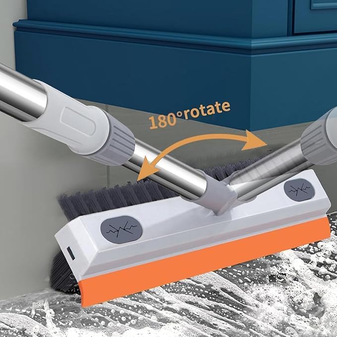 Image of Qaestfy Floor Mop with Silicone Squeegee - Multi-Surface Cleaning Wiper for Floor, Carpet, Bathroom, Tile, Marble, Wall, Glass, Table & Mirror - Squeeze Sponge Mop for Clean & Dry Use (Orange)