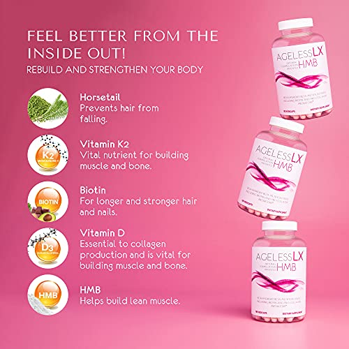 Agelesslx AGLX1 Hmb Collagen Enhancer Plus Vitamin D3, K2, Biotin, Calcium, And Horsetail, For Lean Sculpted Muscles thumb #3