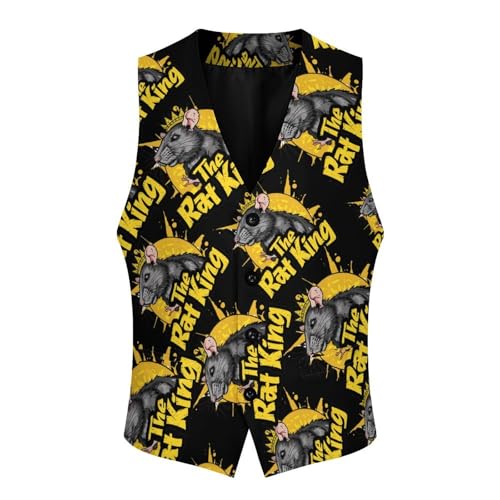 The Rat King Cute Men's Suit Vests Business Formal Dress V-Neck Waistcoat Tops with 2 Pockets4