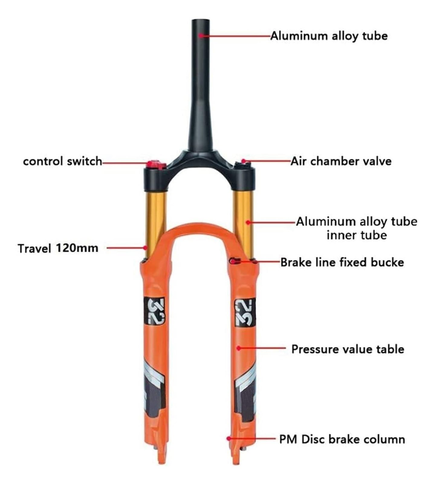Przedni widelec rowerowy 26/27,5/29 cala, ze stopu magnezu, z zawieszeniem, skok 140 mm, szybkozaciskowy oś 9 mm, do roweru górskiego 27,5 cala.
