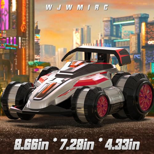 Image of 1:14 Drift Remote Control Car 4WD RC Cars Rotating 360 Degrees Vehicle Toys with Lights Music, Upright Walking Four-Wheeled Rollover Stunt Car Gifts for Boys Girls 6-12 Year(Red)