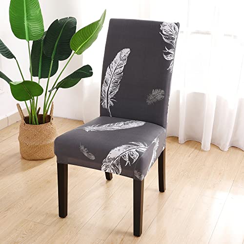 zalati Chair Cushion 4pcs Full Cover Seat Chair Covers Polyester Fiber Anti-slip Removable Slipcovers for Dining Room - Feather - Image 3