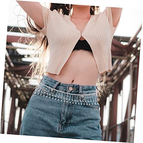 Accessoire textile élégant sous forme de chaîne à franges en cristaux argentés