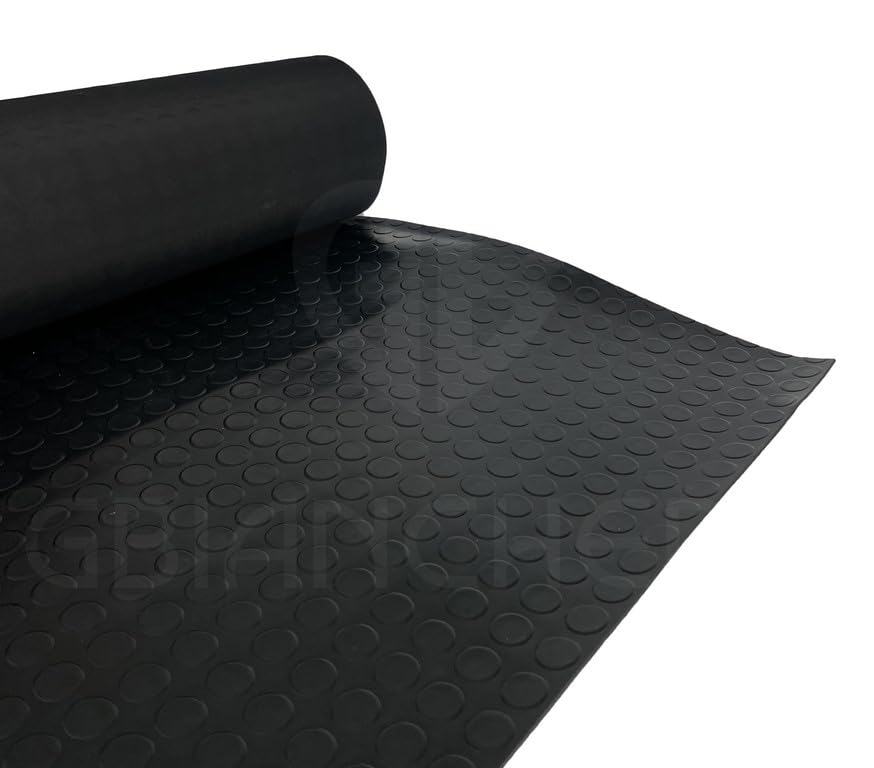 Tappeto Gomma Antiscivolo Bollato Nero Spessore 3mm per Eventi, Fiere, Magazzini e Garage - Tappeto per Pavimento in Gomma Antiscivolo al metro (1x4mt)