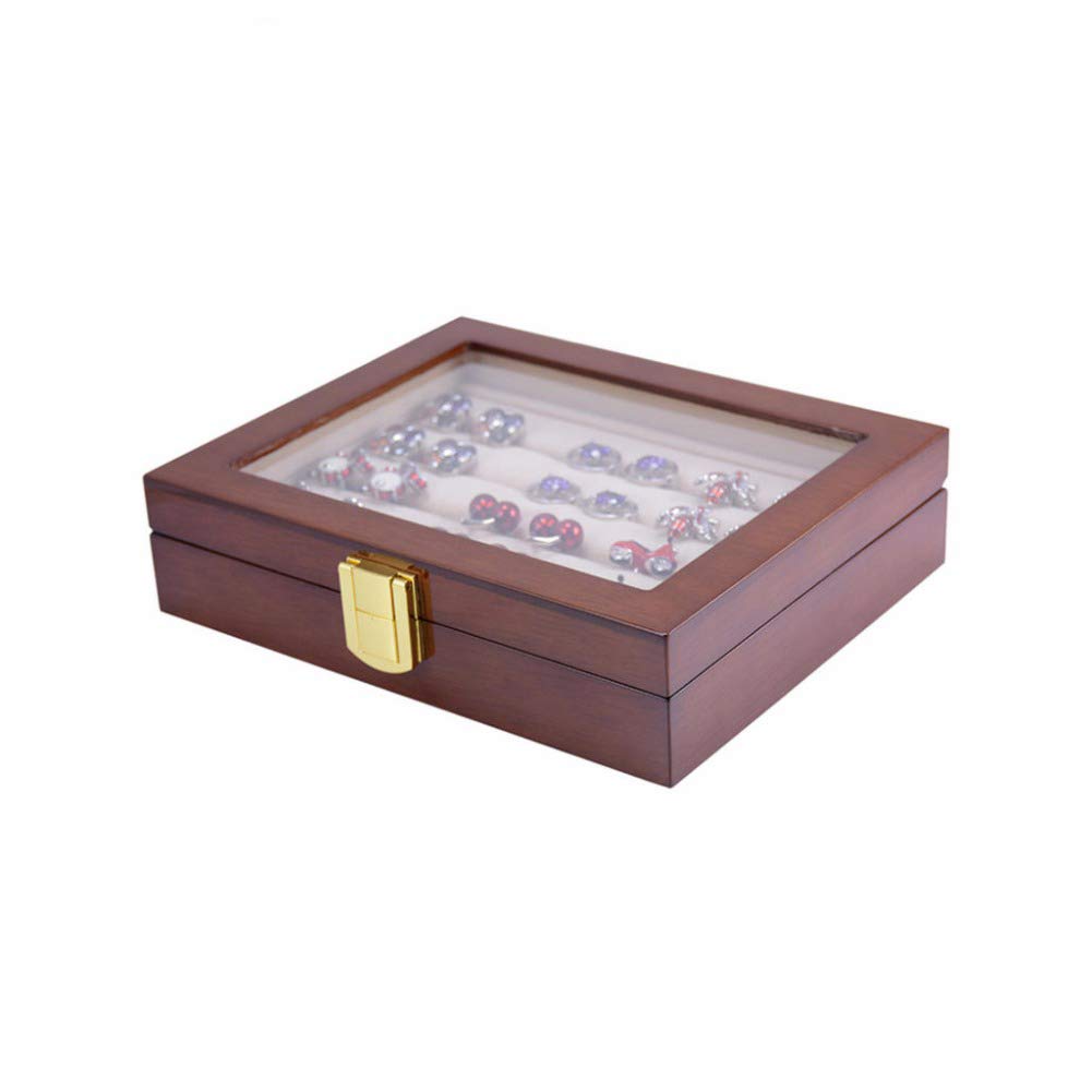 Caja De Gemelos De Vidrio para Hombre, Caja De Exhibición De Colección De Madera Pintada, Almacenamiento De 12 Pares De Capacidad, Caja De Joyería para Anillos，