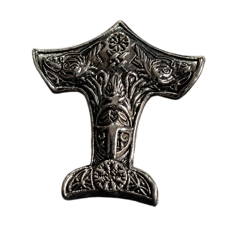 Stainless Steel Viking Thor's Hammer Pendant, Nordic Mjolnir Charm with Wolf Motif, Norse Mythology Jewelry, Antique Finish Statement Pendant, 42x42 mm. RR_CSP_0027-image-6