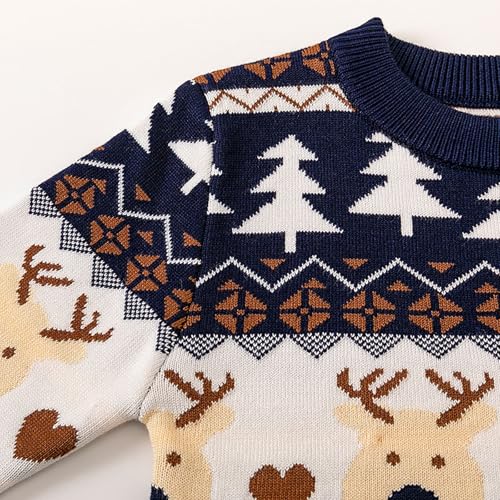 Baby Boys Girls Knit Sweater Christmas Long Sleeve Reindeer Snowflakes Pullover Tops Winter Warm Sweaters3