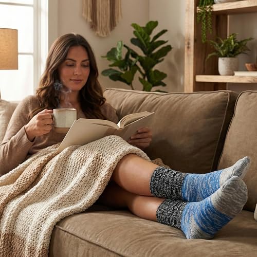 Image of Tipi Toe Women's 6 Pairs Winter Boot Socks - Soft Cotton Blend Warm Crew Socks Size 9-11
