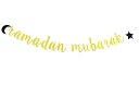 Festiko® Ramadan Mubarak Banner Eid Mubarak Banner Gold GlitterEid Mubarak Decorations | Eid Mubarak Party Decorations Supplies Eid Mubarak Party Decorations Gold and Black gallery image