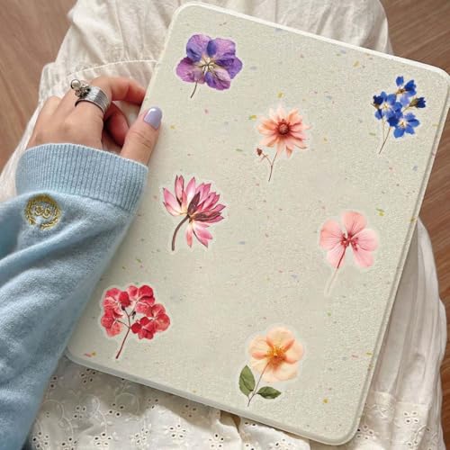 Image of 50PCS Transparent Flora Scrapbook Stickers, Vintage Aesthetic Flowers Sticker for Scrapbooks Travel Journal, Vinyl Waterproof for Water Bottles Laptop Phone Scrapbook Supplies DIY Crafts, (Flower-C)